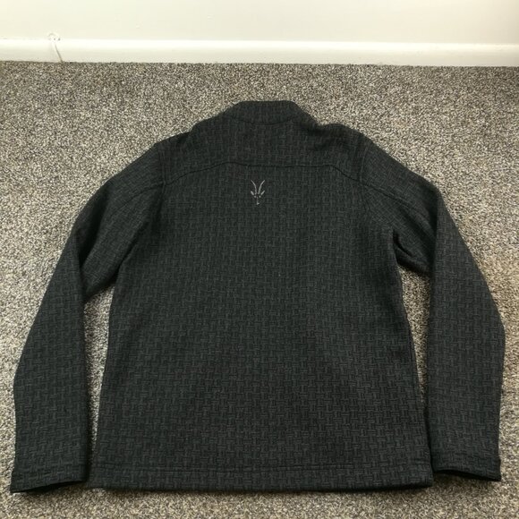 Ibex Jacket Thick Wool Geometric Zig Zag Full Zip Black Gray Mens Large - Picture 6 of 11